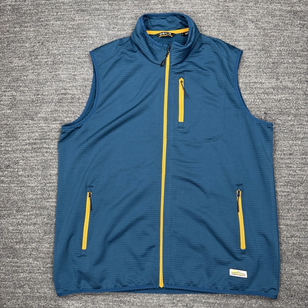 Orvis Horseshoe Hills Fleece Vest Men Large Teal Outdoors Fish Hike Nature Trail